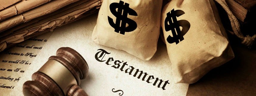 Bolsa de dinero y testamento de herencia